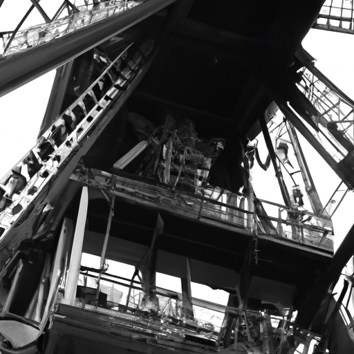 תמונה בשחור-לבן של מערכת המעליות המקורית של מגדל אייפל משנת 1889