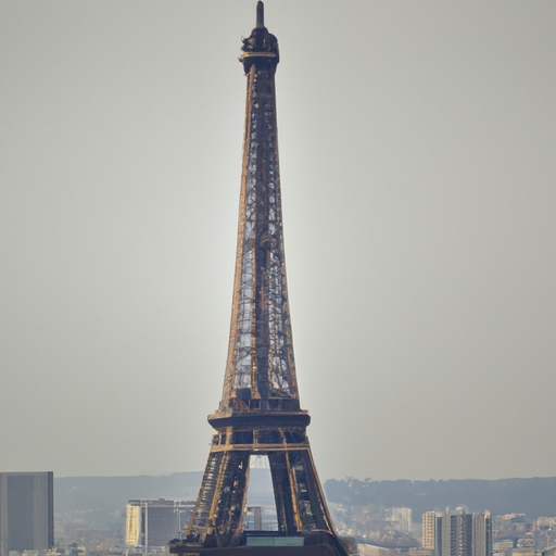 מגדל אייפל ניצב בצורה מלכותית על רקע קו הרקיע של פריז